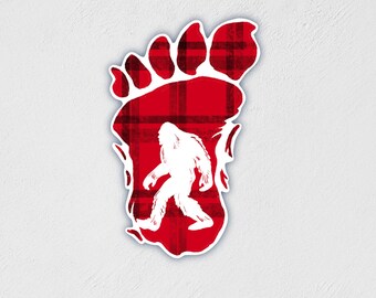 Bigfoot Sticker: Waterproof Plaid Flannel Decal