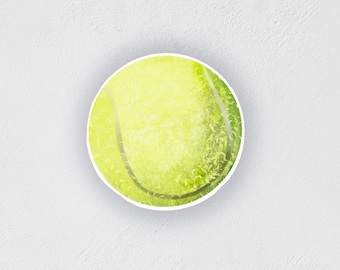 Waterproof Tennis Ball Sticker: Hand-Drawn Glossy Decal