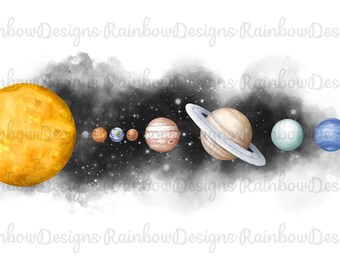 Solar System PNG | Galaxy Sublimation | Planet SVG | Stars Clipart