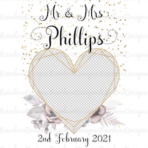 Personalised Wedding Frame PSD & PNG, Photobooth Overlay, Sublimation Design