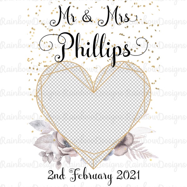 Personalised Wedding Frame PSD & PNG, Photobooth Overlay, Sublimation Design