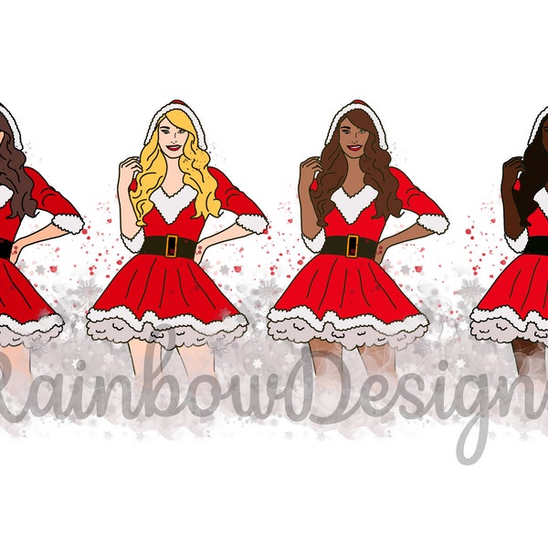 4 Mrs Claus Sublimation PNGs, Christmas Sublimation, Sexy Santa PNG