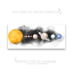 Diseño de sublimación del sistema solar, plantilla de taza espacial