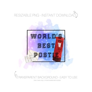 EDYTOWALNY TEKST | Najlepszy listonosz na świecie | Sublimacja listonosza | Listonoszka PNG | Drukowanie białym tonerem