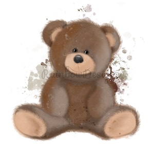 Teddy Bear PNG, Bear Sublimation, Teddy PNG Design, Watercolour Teddy Bear