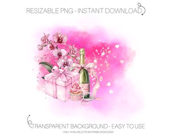 Girl Celebration PNG | Pink Watercolour Sublimation Graphics | Orchid & Wine Clipart