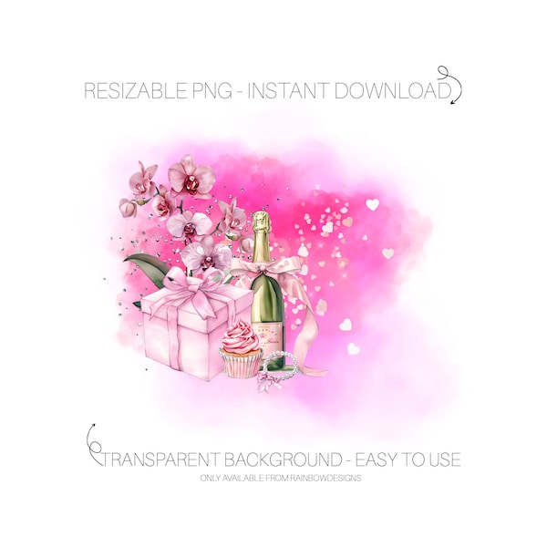 Girl Celebration PNG | Pink Watercolour Sublimation Graphics | Orchid & Wine Clipart