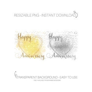 Sublimación de aniversario de bodas de oro y plata PNG, Descarga PNG transparente de aniversario