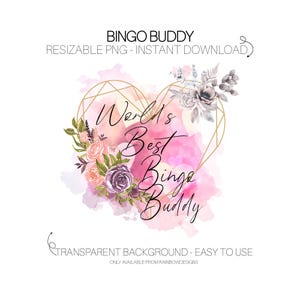 Le meilleur partenaire de bingo au monde PNG | Téléchargement coeur aquarelle | Graphismes floraux roses pour sublimation Splash