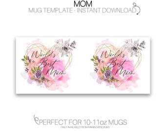 Moederdagmok MOM-sublimatiesjabloon: aquarel bloemenhart (digitaal bestand)