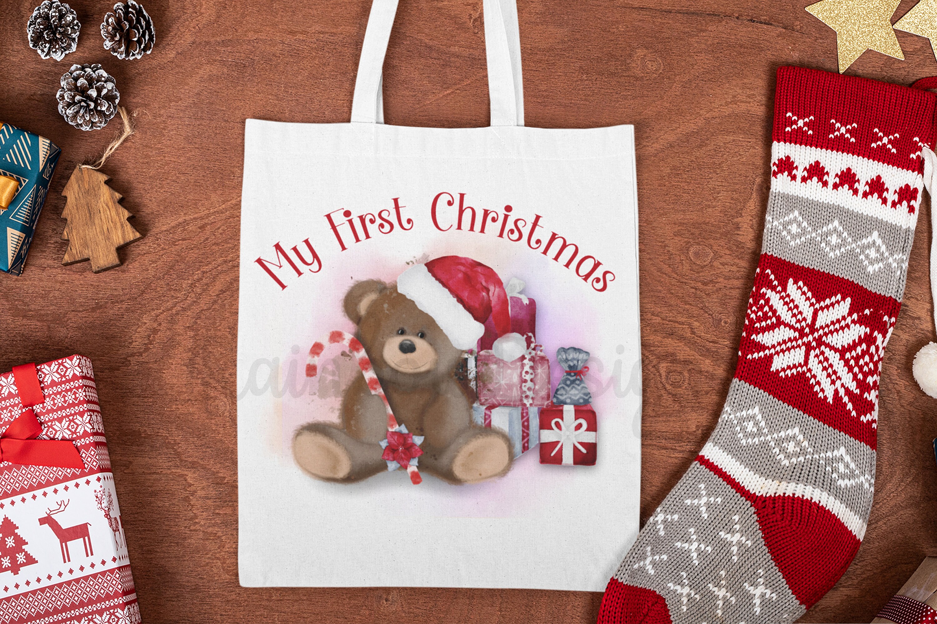 My First Christmas, Teddy Bear Christmas Sublimation, Baby Sublimation