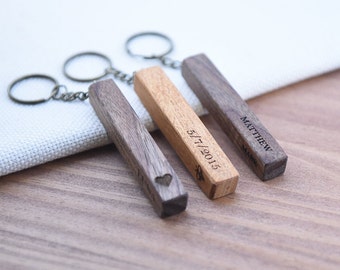 Personalized Custom Wood Keychain, him/her key chain, Wood anniversary gift for him, gifts for her, 5th anniversary wood gift