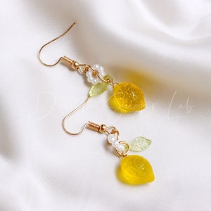 Czech Glass Fruit Dangle Earrings: Lemon, Strawberry, Peach