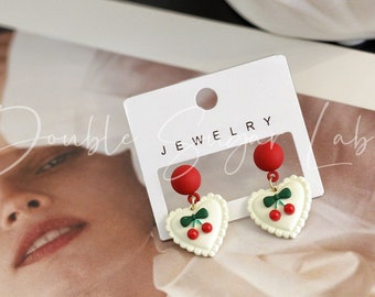Cute Heart Earrings | Dangle Drop Earrings | Fruit Earrings | Love Jewelry | Gift for Her