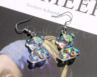 Gummy Bear Dangle Earrings | Teddy Bear | Holographic Multi-Color Earrings