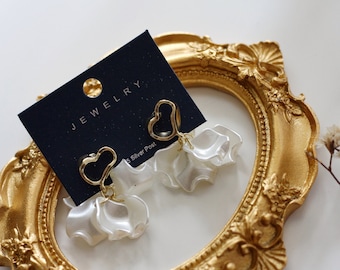 Handmade Sterling Silver Petal Earrings: Acrylic Flower Studs