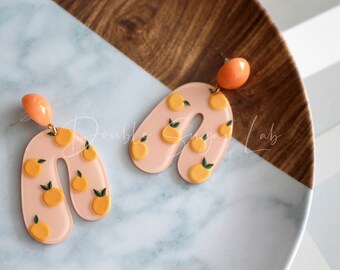 Cute Cherry Earrings | Cute Orange Earrings | Fruit themed Accessories | Pastel Color Earrings | Gift for Her