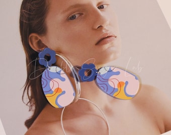Abstract Print Dangle Earrings: Geometric Acrylic Statement Accessories