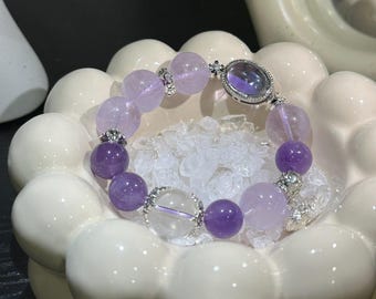 Amethyst and Clear Quartz Bracelet – Enhance Memory, Academic Success, Attract Supportive Connections, Boost Romantic Charm