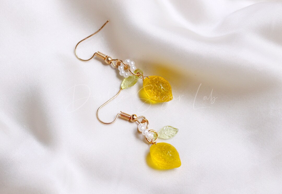 Glass Fruit Earrings Strawberry Earrings Citrus Lemon Earrings Orange Earrings Grapes Earrings
