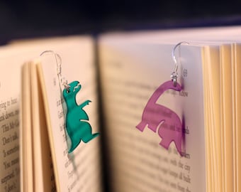 Asymmetric Dinosaur Earrings: Handmade Resin Dangle Drop Earrings