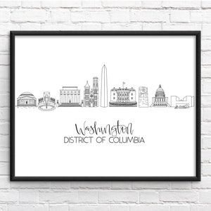 Washington DC Skyline Print - Customizable Cityscape - Minimalist Washington DC Art - DC Wall Decor