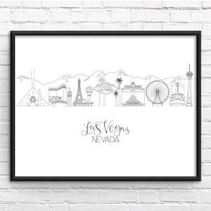 Las Vegas Skyline Print - Customizable Cityscape - Minimalist Las Vegas Art - Las Vegas Wall Decor