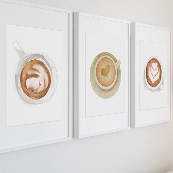 Tasse Kaffee Kunstdruck Kaffee Poster Aquarell Kaffee Malerei KaffeeBohnen druckbare Kunst Kaffee Küche Wand Kunst Download Geschenke