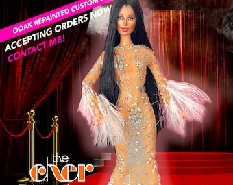 OOAK Repainted Cher Doll: Custom Handmade Art Doll