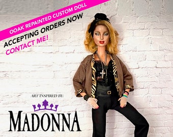 OOAK 80&#39;s Madonna Doll Art Custom Repainted. Fully Articulated Barbie Doll | Handmade Clothes | Accepting Orders | (Celebrity doll repaint)