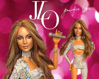 Articulated Jeniffer JLO One of a Kind Hand-painted Barbie Doll by Popzglam