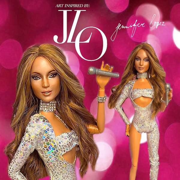 Articulated Jeniffer JLO One of a Kind Hand-painted Barbie Doll by Popzglam