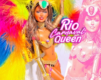 OOAK Brazilian CARNAVAL QUEEN Samba Dancer Girl from Rio. Exotic Dolls of the World collection