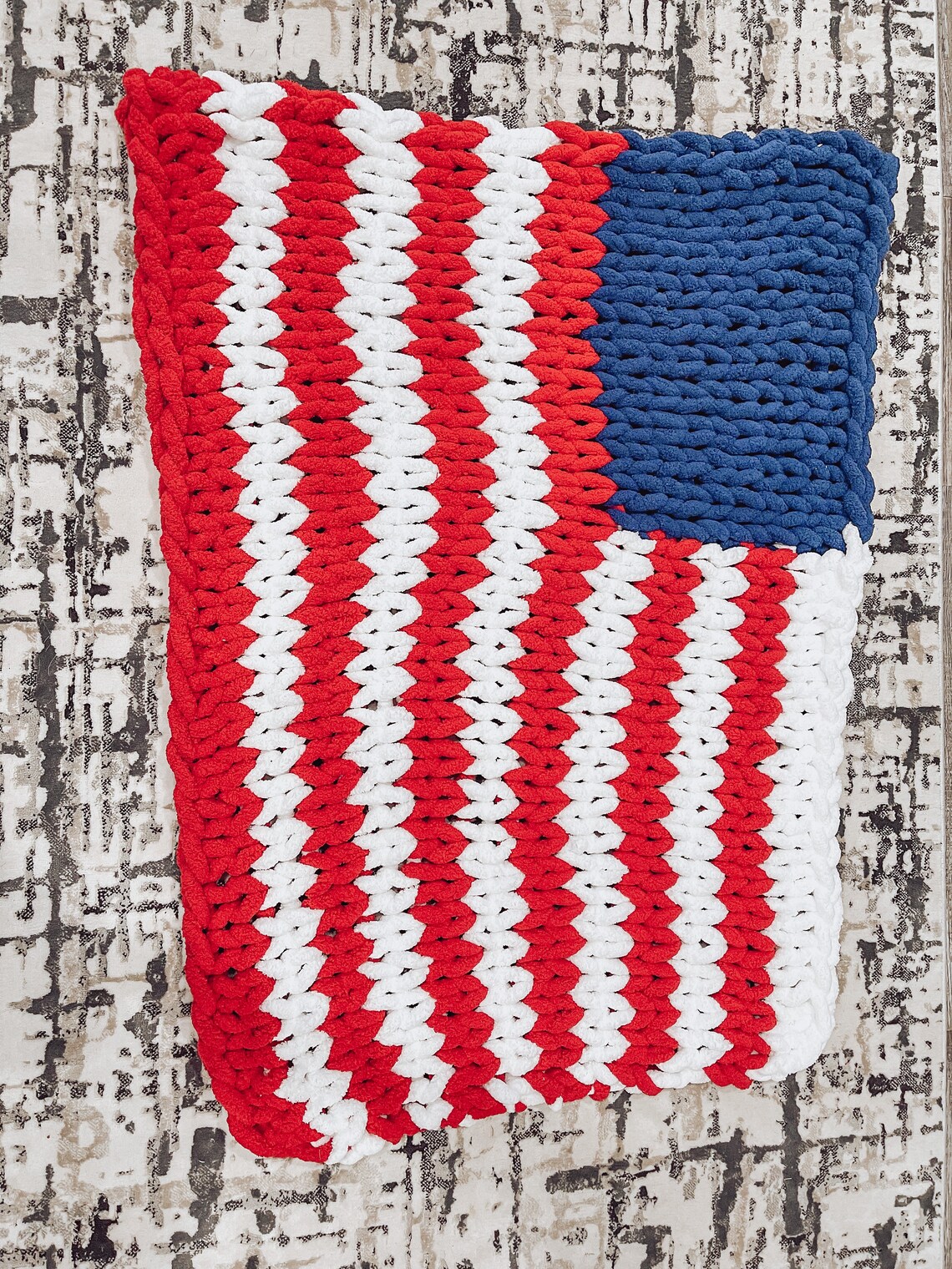 American Flag Chunky Knit Blanket / Handmade Chunky Knit Etsy