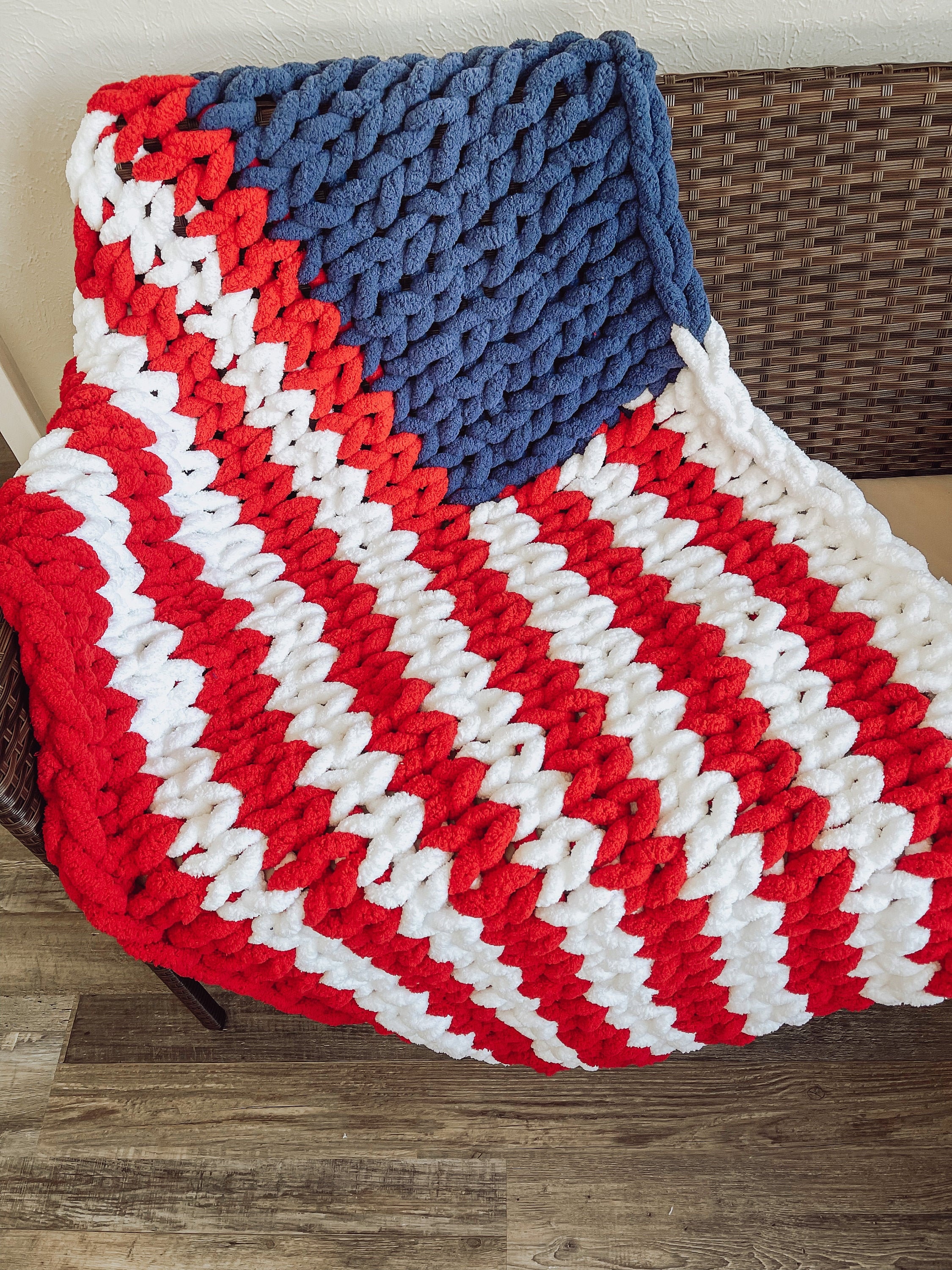 American Flag Chunky Knit Blanket / Handmade Chunky Knit Etsy UK