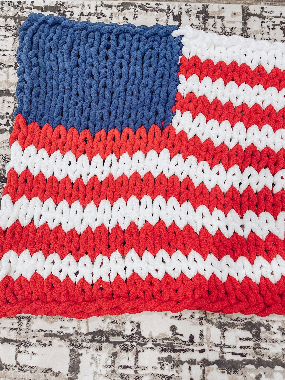 American Flag Chunky Knit Blanket / Handmade Chunky Knit Etsy