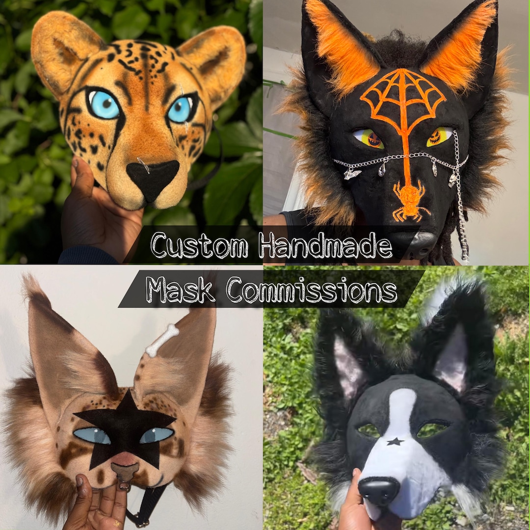 Fur Mask Custom Animal Mask Commission | Handmade Realistic Faux Fur Mask ...