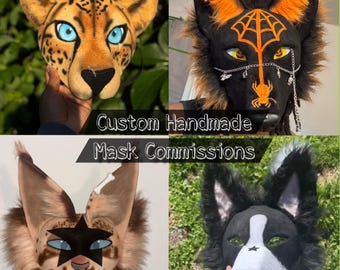 Kundenspezifische Tier Maske Auftragsarbeit | Handgefertigte realistische Kunstpelz Maske | Anpassbare Therian & Furry Cosplay Kopfschmuck | Personalisierte Tiermaske