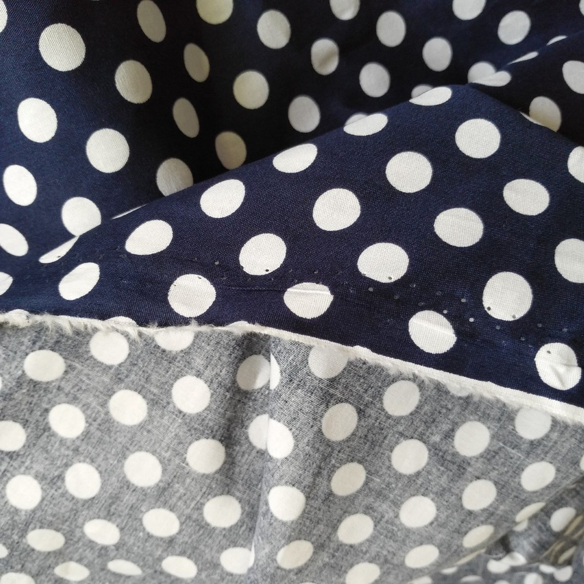 Navy Blue White Polka Dots 100% Cotton Fabric by the Yard | Etsy