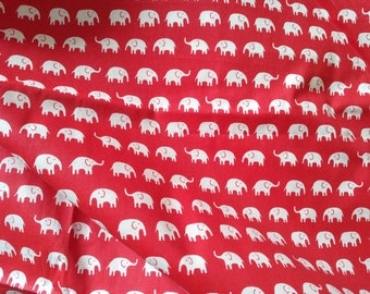 160cm X 37cm Leftover Fabric Scraps Fabric Remnant Red White Elephant 100% Cotton Fabric