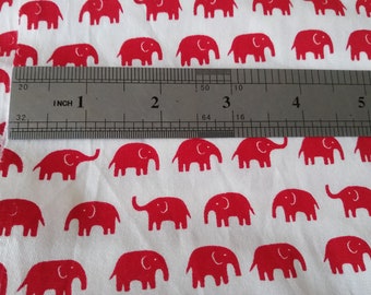 135cm X 57cm Sale Leftover Fabric Scraps White Red Elephant 100% Cotton Fabric