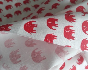 160cm X 47cm Leftover Fabric Scraps White Red Elephant 100% Cotton Fabric