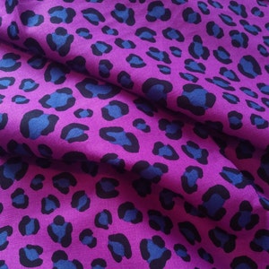 Purple Leopard 100% Cotton Fabric by the Yard