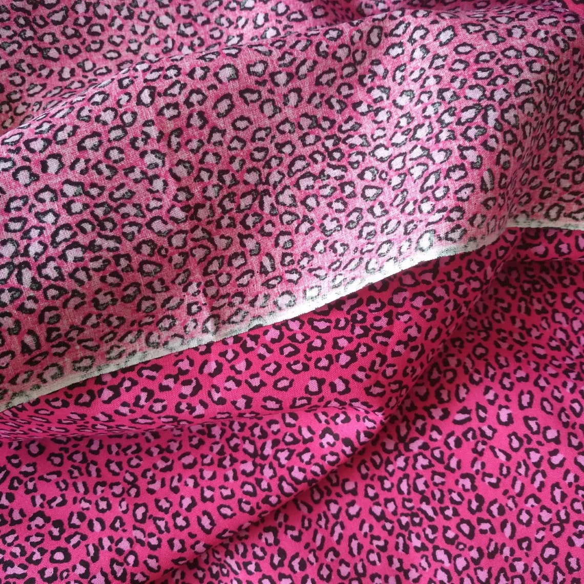 Pink Leopard 100 Cotton Fabric by the Yard Etsy
