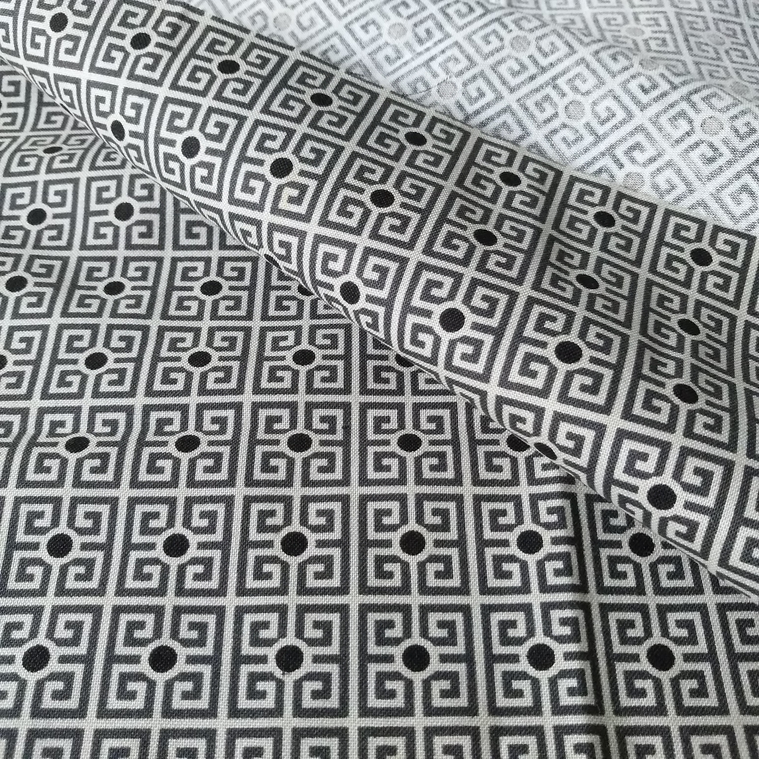 Aqua Greek Key Upholstery Fabric for Furniture Grey Stain