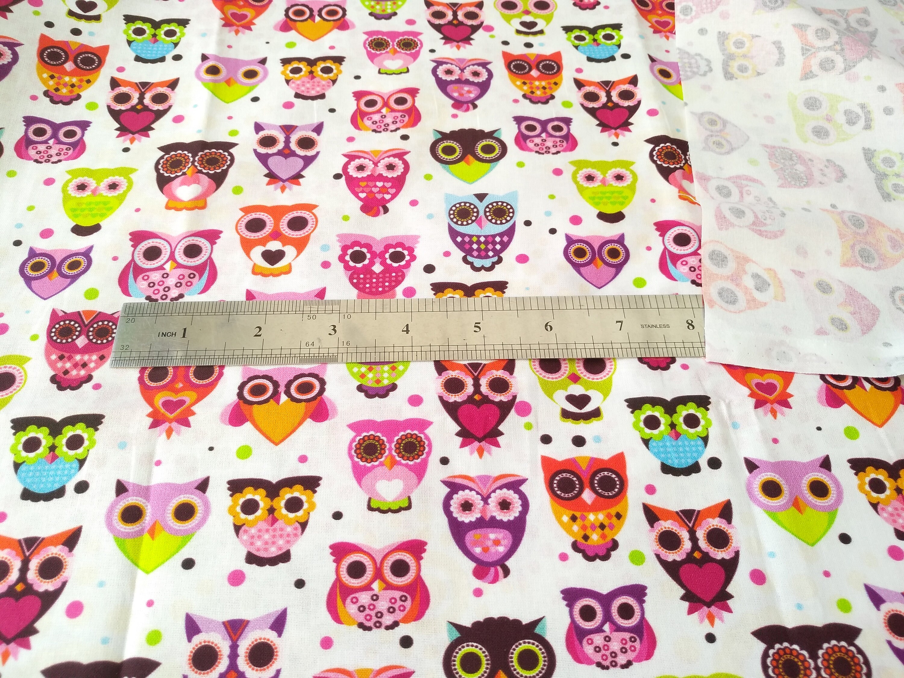 Cute Owl 100 Cotton Fabric by the Yard Etsy