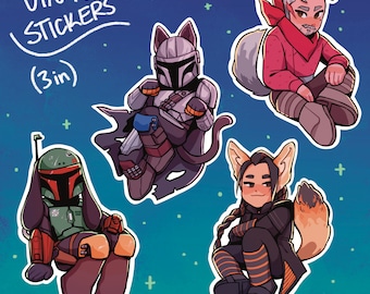 Mando animal friends vinyl stickers