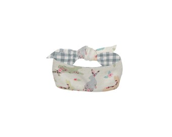 Dog Scarf | Bandana | Easter Cotton Print | Neckwear | Pet Clothing | Rabbit Pastel Print & Pastel Green Checker Print