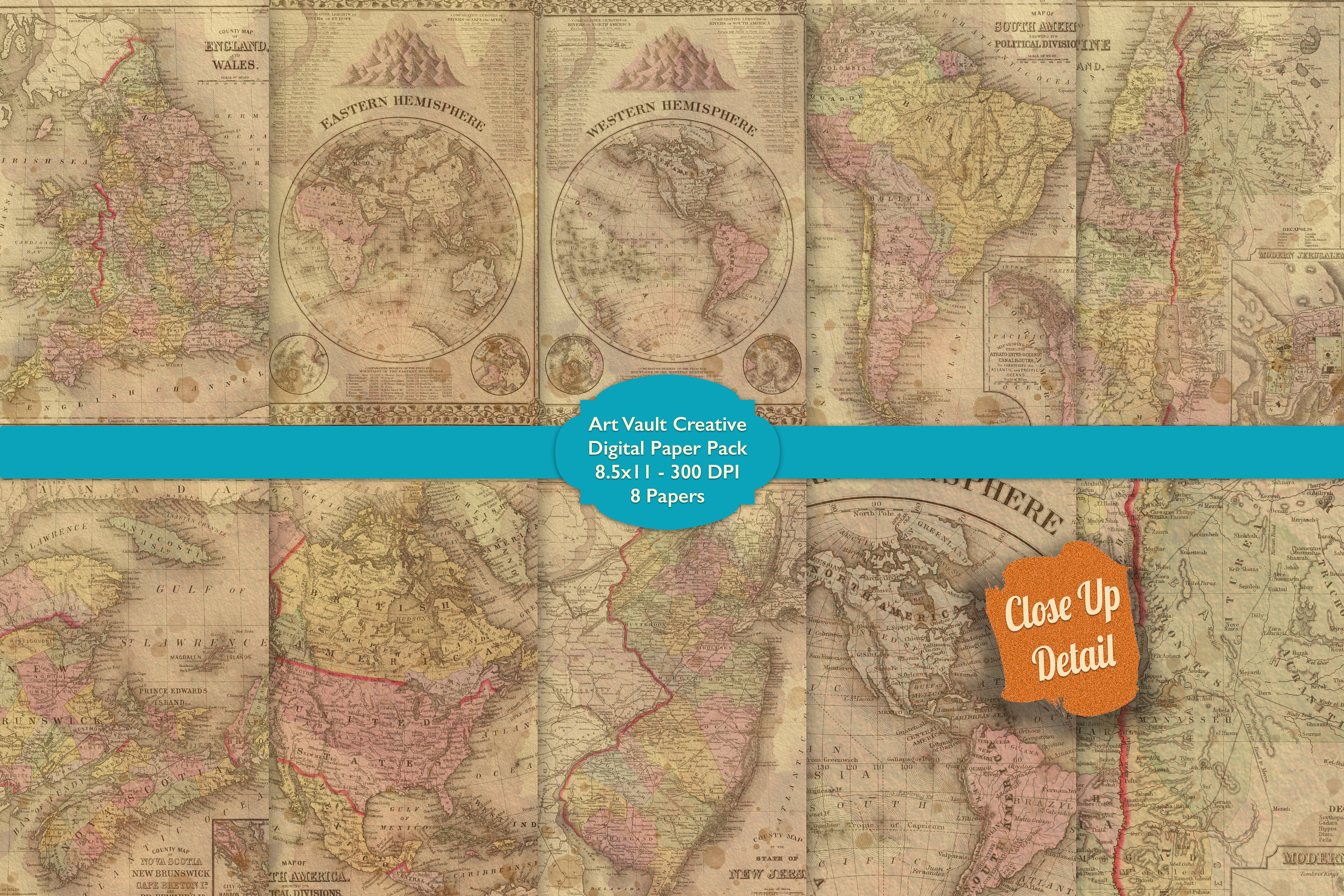 Vintage Map Scrapbook Paper Digital Download Atlas Scrapbook - Etsy