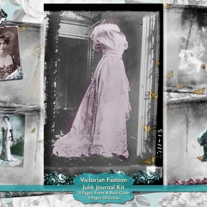 Printable Victorian Ladies Junk Journal Kit, Scrapbook Supplies, Ephemera Collage Kit, Victorian Junk Journal Pages Digital Download
